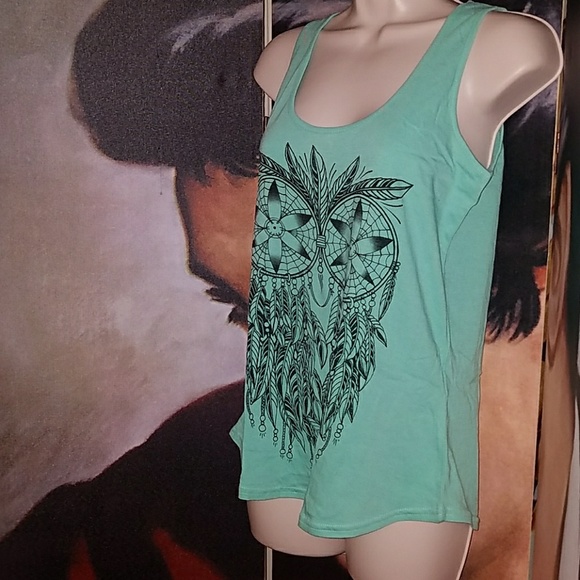 Too Fast by Banjo & Cake Blue Sacred Mystic Owl Feather Dream Catcher Tank Top - Picture 4 of 8
